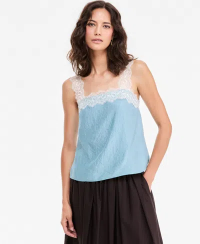On 34th Women's Crinkle Satin Lace-trim Tank, Macy's Exclusive In Watertown
