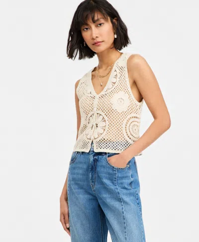 On 34th Women's Crochet Vest Top, Macy's Exclusive In Neutral