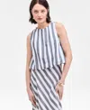 On 34th Women's Cropped Bubble-hem Tank, Exclusively At Macy's In Gray