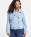On 34th Women's Cropped Denim Trench Jacket, Exclusively At Macy's In Bright Light