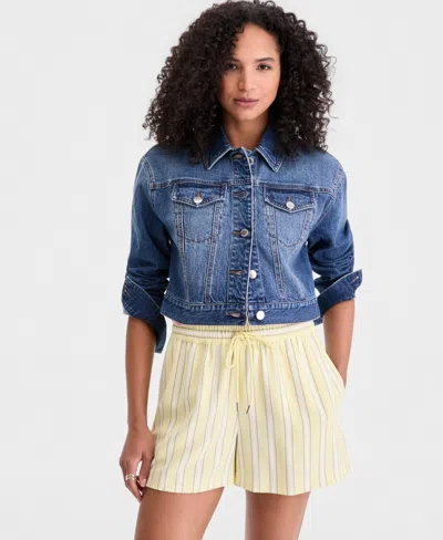 On 34th Women's Cropped Denim Trucker Jacket, Macy's Exclusive In Blue