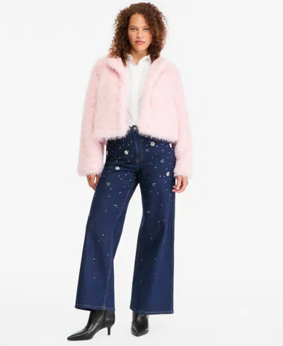 On 34th Women's Cropped Faux Fur Completer Jacket, Macy's Exclusive In Pink