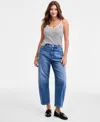 On 34th Women's Cropped High-rise Barrel-leg Jeans, Macy's Exclusive In Blue