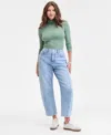 On 34th Women's Cropped High-rise Barrel-leg Jeans, Macy's Exclusive In Blue