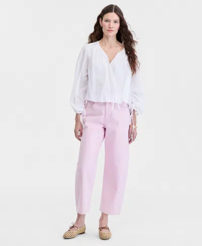 On 34th Women's Cropped High-rise Barrel-leg Jeans, Macy's Exclusive In Pink