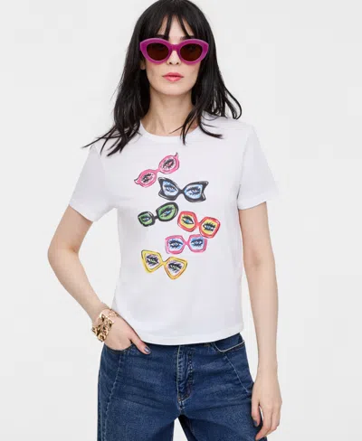 On 34th Women's Cropped Sunglasses T-shirt, Macy's Exclusive- Molly Rogers Capsule Collection In White