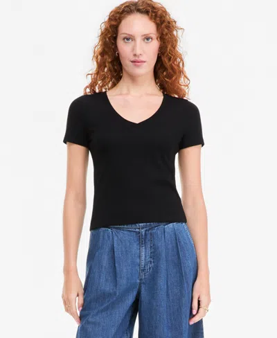 On 34th Women's Cropped V-neck Meet & Greet T-shirt, Macy's Exclusive In Multi
