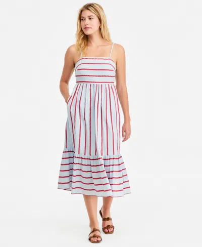 On 34th Women's Cutout-back Tiered Cotton Midi Dress, Macy's Exclusive In Multi