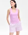 On 34th Women's Deep Curved-hem Tank Top, Exclusively At Macy's In Pink