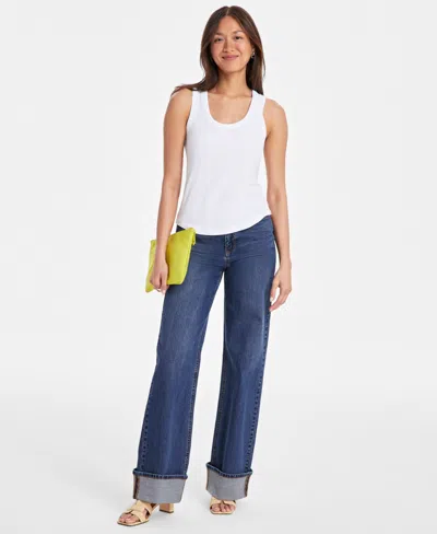 On 34th Women's Deep Curved-hem Tank Top, Exclusively At Macy's In White