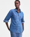 On 34th Women's Denim Patch Pocket Shirt, Macy's Exclusive In Blue