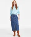 On 34th Women's Denim Relaxed-fit Cargo Skirt, Exclusively At Macy's In Tinted Dark