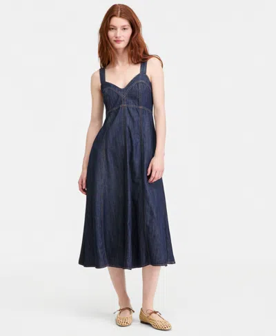 On 34th Women's Denim Sweetheart-neck Midi Dress, Exclusively At Macy's In Multi