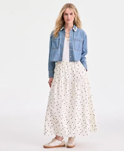 On 34th Women's Dot-print Tiered Midi Skirt, Macy's Exclusive In White