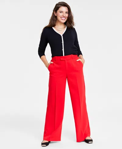 On 34th Women's Double-weave Wide-leg Pants, Regular And Short Length, Created For Macy's In Chili
