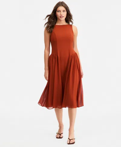 On 34th Women's Drop-waist Midi Dress, Macy's Exclusive In Brown
