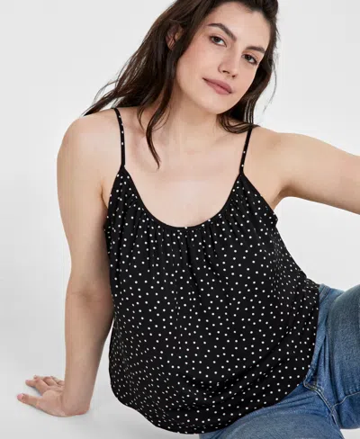 On 34th Women's Easy Gathered Layering Tank, Created For Macy's In Deep Black Cmb