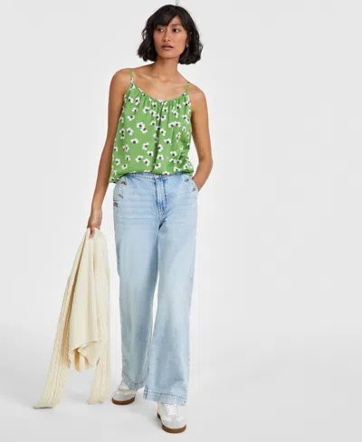 On 34th Women's Easy Gathered Layering Tank, Created For Macy's In Green Frond Cmb