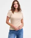 On 34th Women's Embellished-crewneck Rib-knit T-shirt, Macy's Exclusive In Neutral