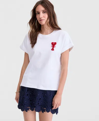 On 34th Women's Embellished Lobster Graphic T-shirt, Macy's Exclusive In White