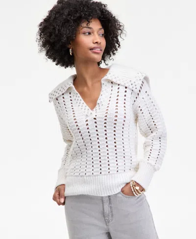 On 34th Women's Embellished Sailor-collar Sweater, Macy's Exclusive In White