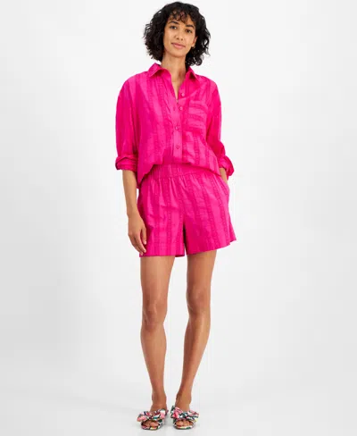 On 34th Women's Embroidered Pull-on Shorts, Created For Macy's In Jazzy Pink
