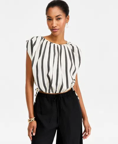 On 34th Women's Emma Striped Side-tie Crop Bubble Top, Macy's Exclusive In White