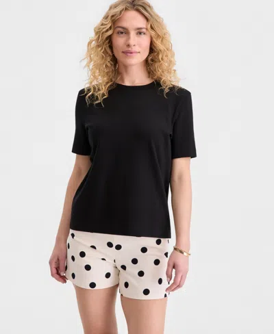 On 34th Women's Essential Crewneck Cotton Short-sleeve T-shirt, Macy's Exclusive In Black