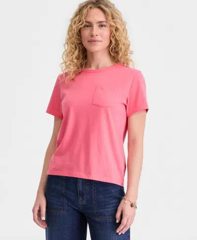 On 34th Women's Everyday Pocket T-shirt, Macy's Exclusive In Pink