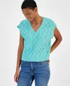 On 34th Women's Extended Shoulder Cable-knit Sweater Vest, Created For Macy's In Catalina Green