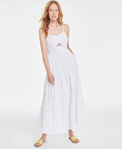On 34th Women's Eyelet Cutout Maxi Dress, Created For Macy's In Bright White