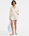 On 34th Women's Fantastic Stripe Pull-on Shorts, Exclusively At Macy's In Cinnamon Brulee