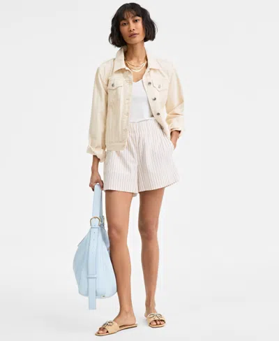 On 34th Women's Fantastic Stripe Pull-on Shorts, Exclusively At Macy's In Cinnamon Brulee