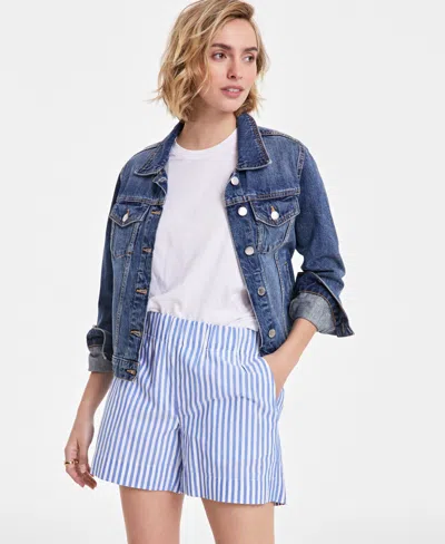 On 34th Women's Fantastic Stripe Pull-on Shorts, Exclusively At Macy's In Seaport Combo