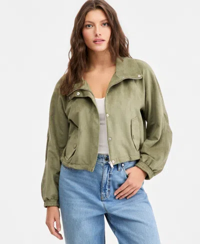 On 34th Women's Faux-suede High Collar Utility Jacket, Macy's Exclusive In Tarnished Stem