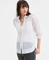 On 34th Women's Floral-burnout Relaxed Blouse, Exclusively At Macy's In Bright White