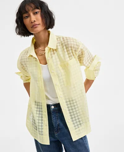 On 34th Women's Floral-burnout Relaxed Blouse, Exclusively At Macy's In Yellow Mist