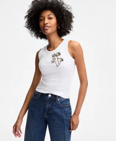 On 34th Women's Floral Paillette Tank Top, Exclusively At Macy's In White