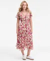 On 34th Women's Floral-print Flutter-sleeve Midi Dress, Macy's Exclusive In Multi