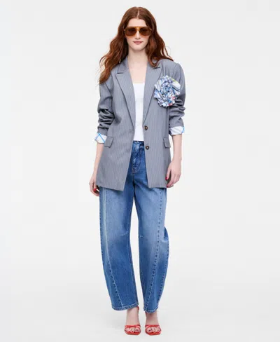 On 34th Women's Flower Pin Pinstripe Blazer, Macy's Exclusive-molly Rogers Capsule Collection In Multi