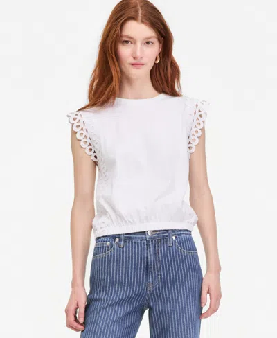 On 34th Women's Flutter Sleeve Bubble Hem Top , Macy's Exclusive In White