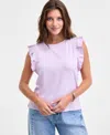 On 34th Women's Flutter-sleeve Jersey T-shirt, Macy's Exclusive In Purple