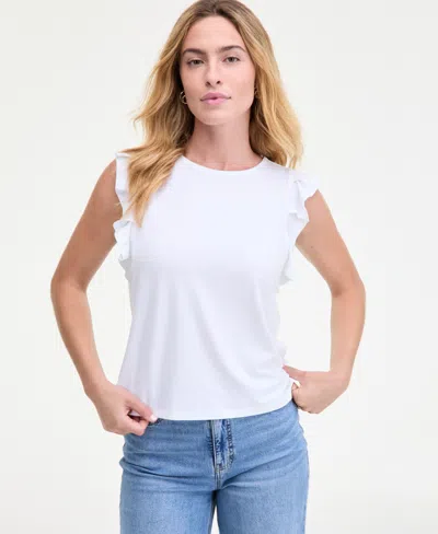 On 34th Women's Flutter-sleeve Jersey T-shirt, Macy's Exclusive In White