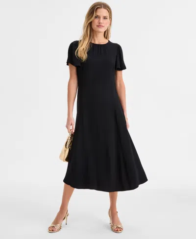 On 34th Women's Flutter-sleeve Midi Dress, Macy's Exclusive In Black