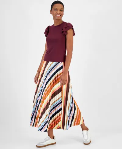 On 34th Women's Flutter-sleeve Ribbed Top, Created For Macy's In Port Royale