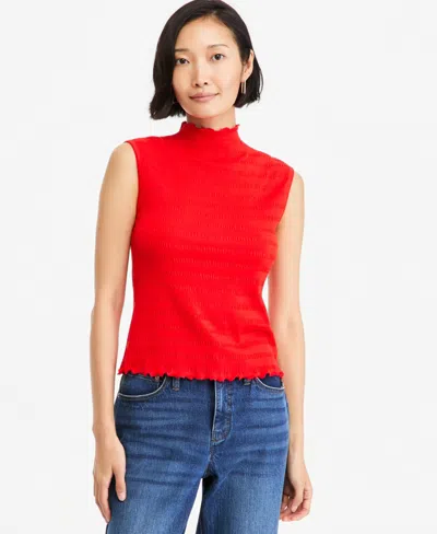 On 34th Women's Funnel Neck Puckered Rib Tank, Macy's Exclusive In Fiesta Red