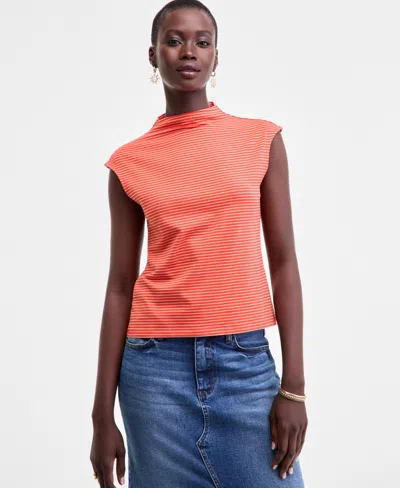 On 34th Women's Funnel Neck Sleeveless T-shirt, Macy's Exclusive In Orange