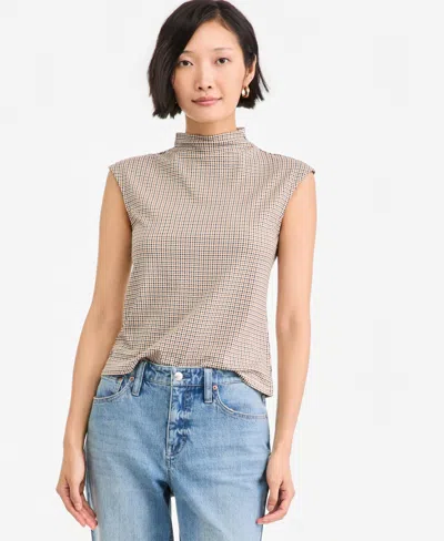 On 34th Women's Funnel Neck Sleeveless T-shirt, Macy's Exclusive In Beach Sand Combo