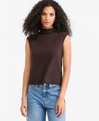 On 34th Women's Funnel Neck Sleeveless T-shirt, Macy's Exclusive In Ganache