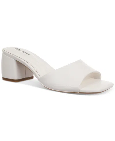 On 34th Women's Gabbie Slide Dress Sandals, Created For Macy's In White Smooth